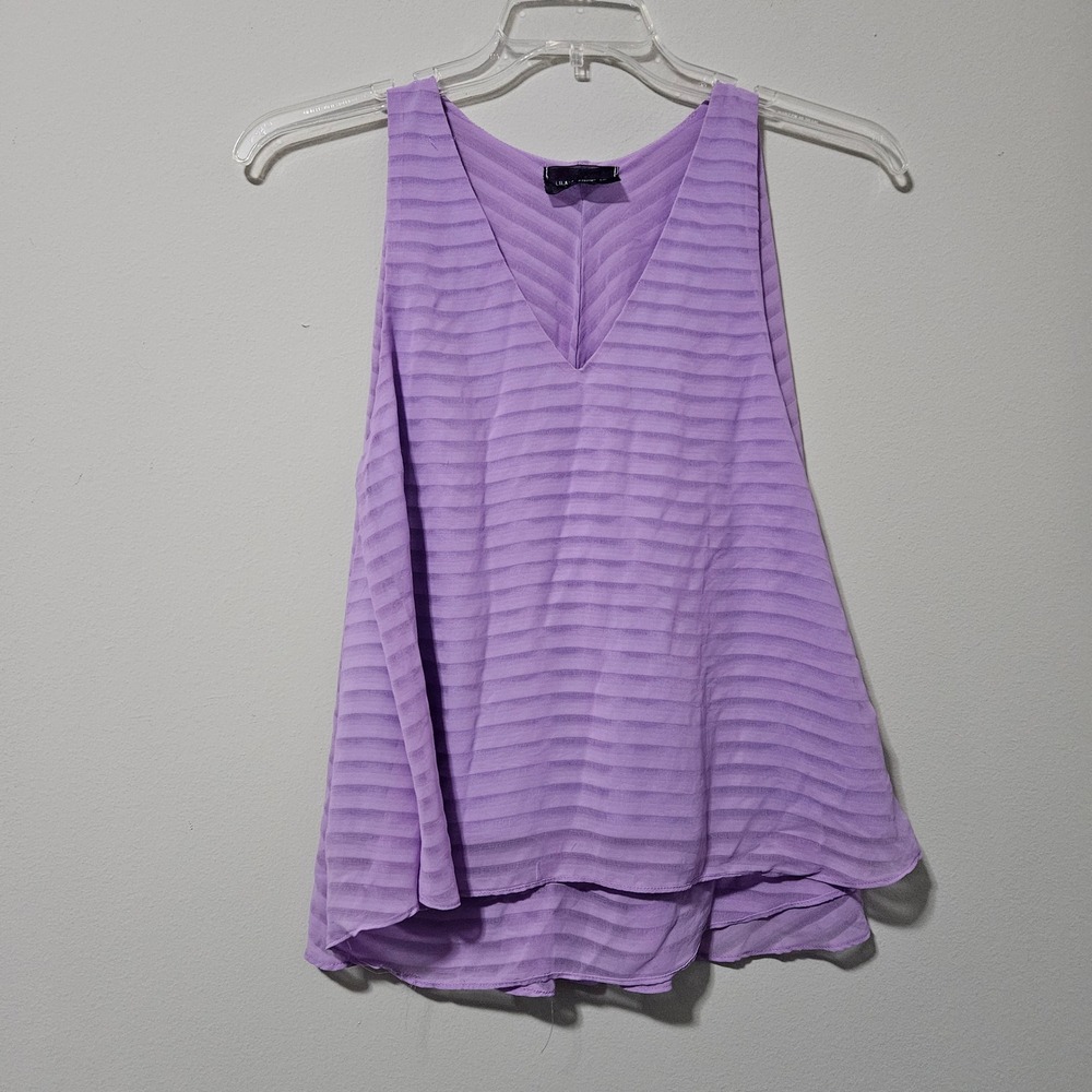 Lila Clothing Co Womens Medium‎ Purple V-Neck Striped Sleeveless Tank Top
